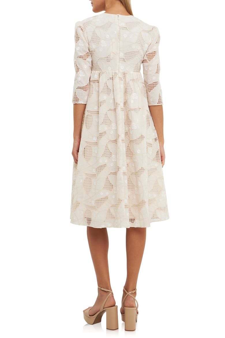 Embroidered Lace A-Line Dress, Alternate, color, IVORY