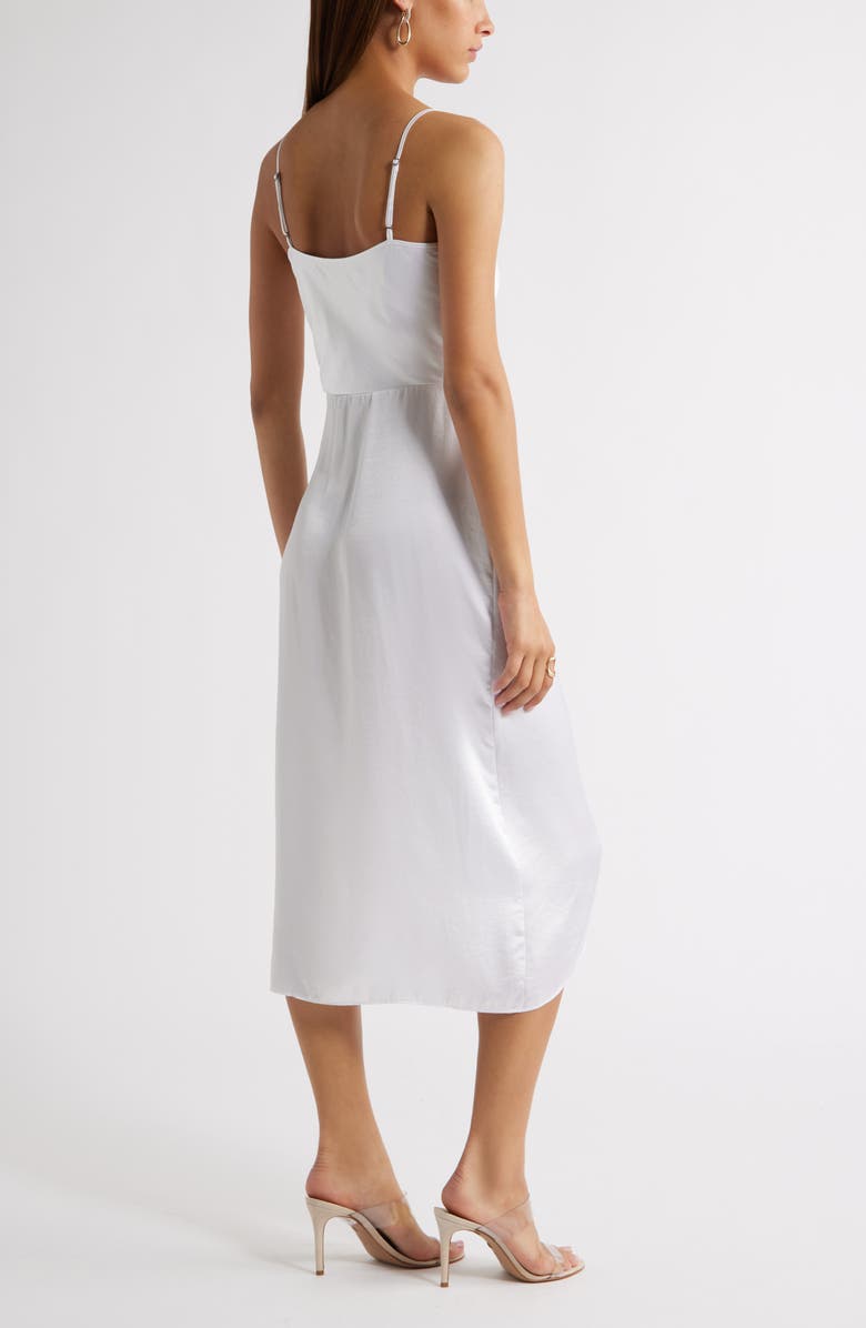 Open Edit Cowl Neck Satin Midi Dress, Alternate, color, White