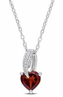 DELMAR Diamond & Garnet Heart Pendant Necklace