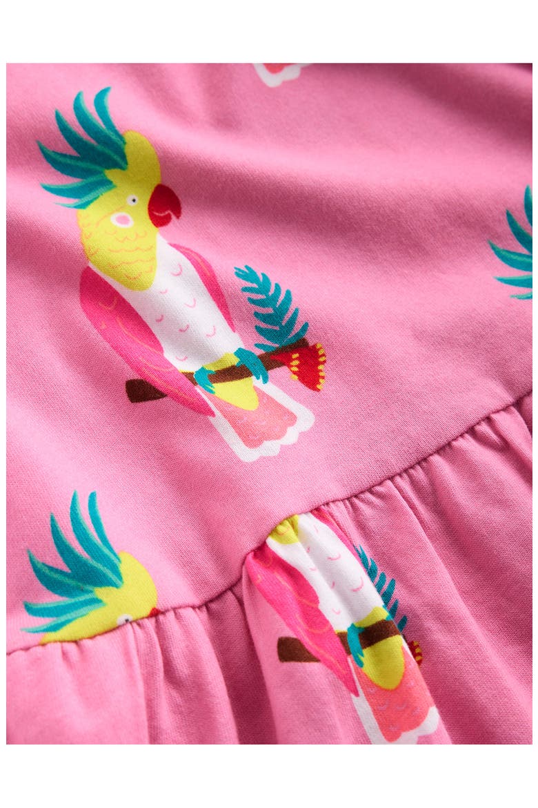 Kids' Printed Cotton Jersey T-Shirt Dress, Alternate, color, FLAMINGO PINK TROPICAL BIRD