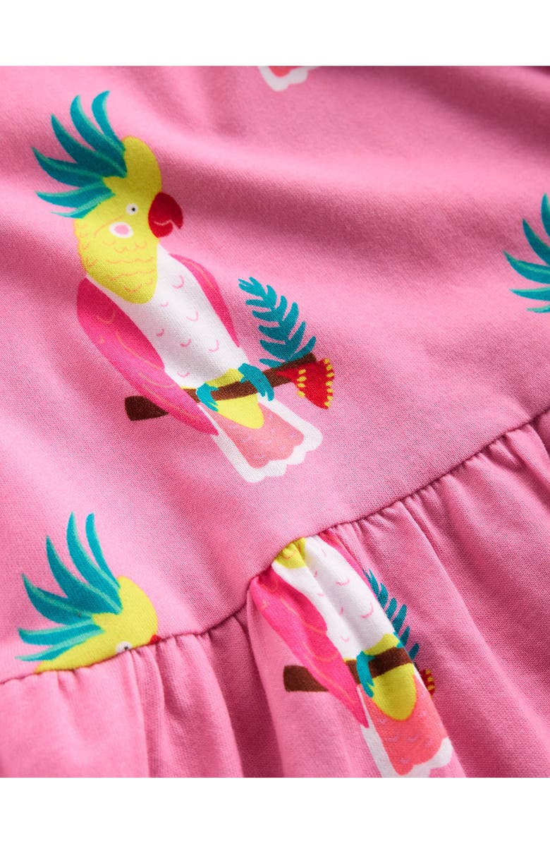 Mini Boden Kids' Printed Cotton Jersey T-Shirt Dress, Alternate, color, Flamingo Pink Tropical Bird