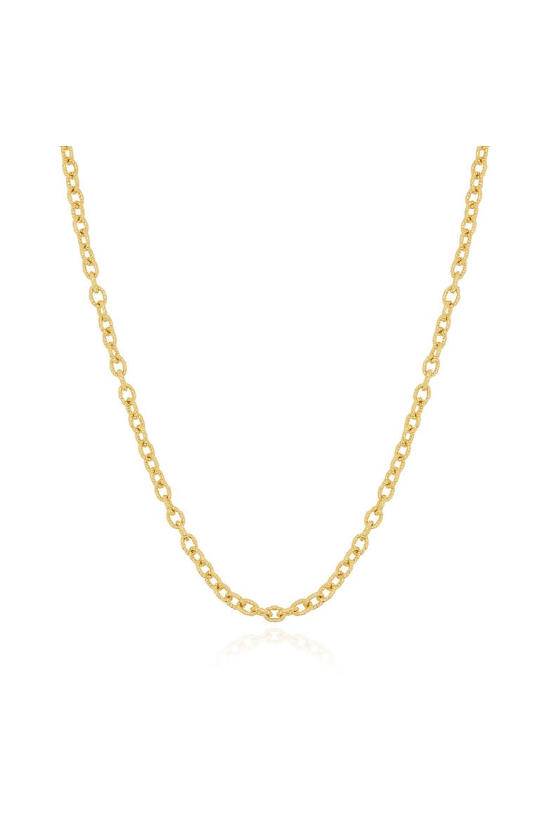 The Lovery Fine Jewelry Textured Link Chain Necklace, Main, color, Yellow Gold