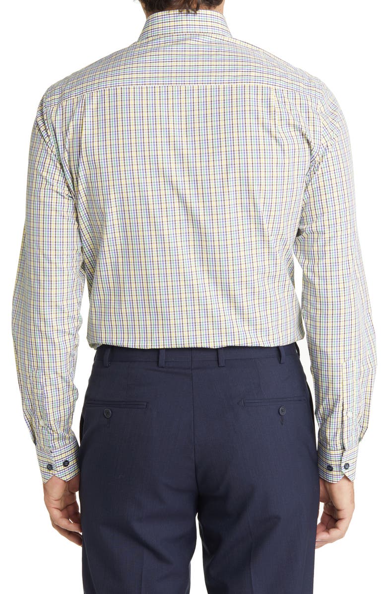 Duchamp Men's Tailored Fit Check Dress Shirt, Alternate, color, White/ Multi