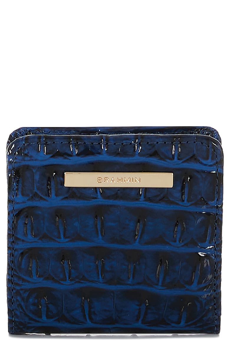 Brahmin Jane Croc Embossed Leather Bifold Wallet, Main, color, Anchor