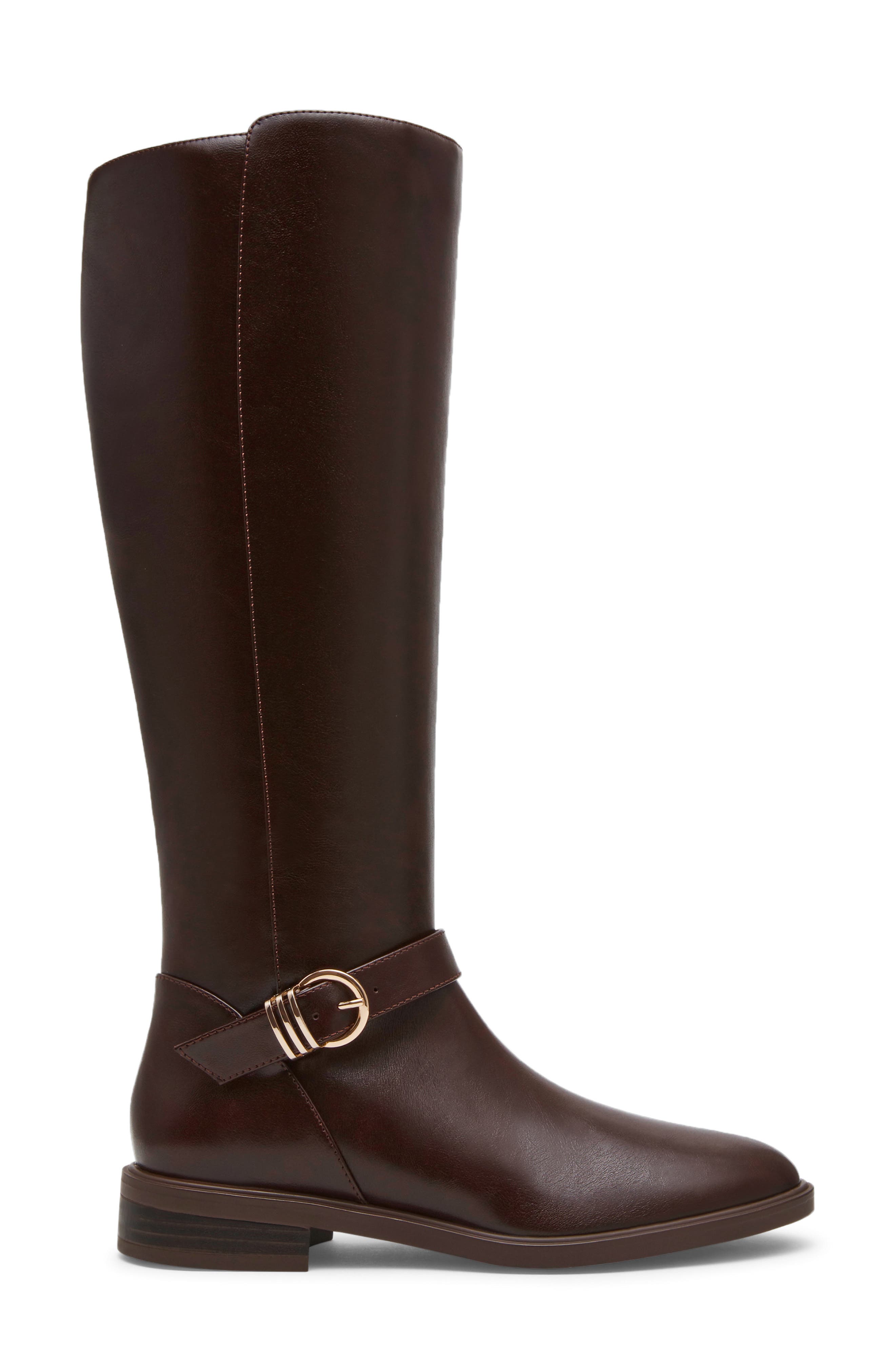Aksolana Faux Leather Knee High Boot, Alternate, color, DARK BROWN SMOOTH