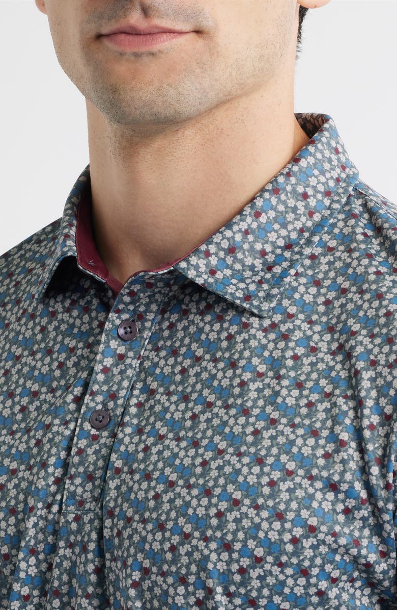 Swannies Ridge Floral Performance Golf Polo, Alternate, color, Maroon