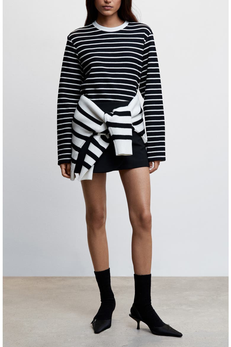 Stripe Cotton Blend Sweatshirt, Alternate, color, BLACK