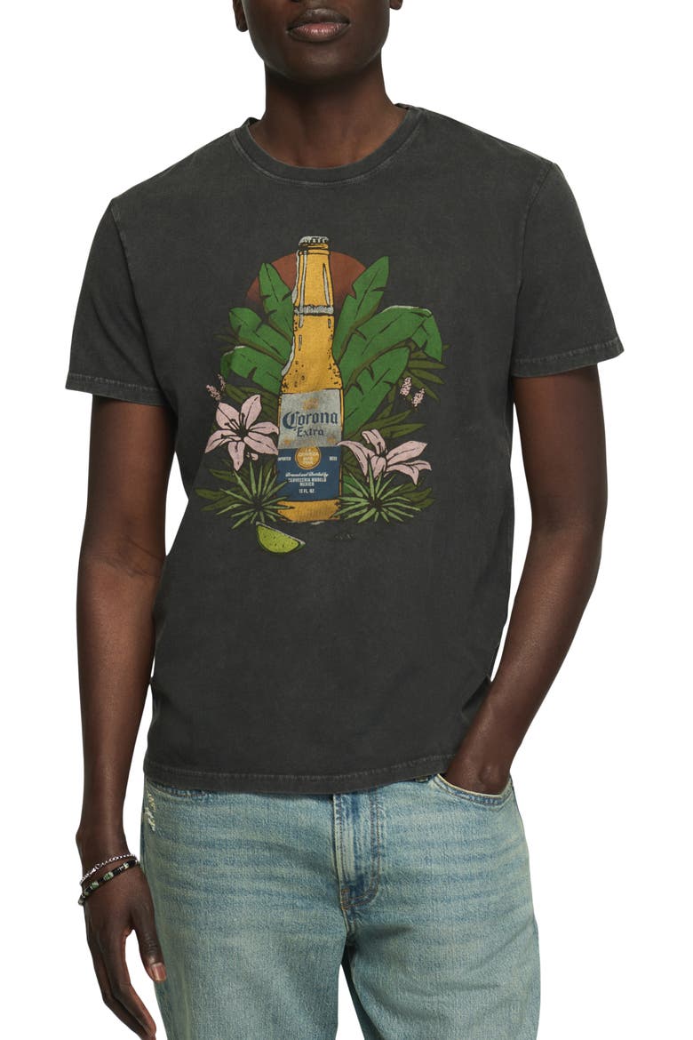 Corona Tropical Cotton Graphic T-Shirt, Main, color, JET BLACK