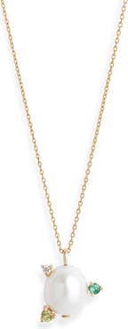 Poppy Finch Stone Cultured Pearl Pendant Necklace