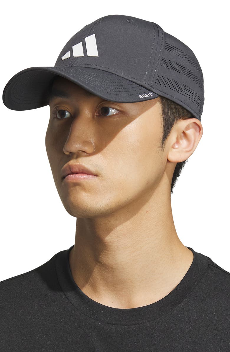 adidas Gameday 4 AEROREADY Stretch Fit Baseball Cap, Alternate, color, Grey Six/ White