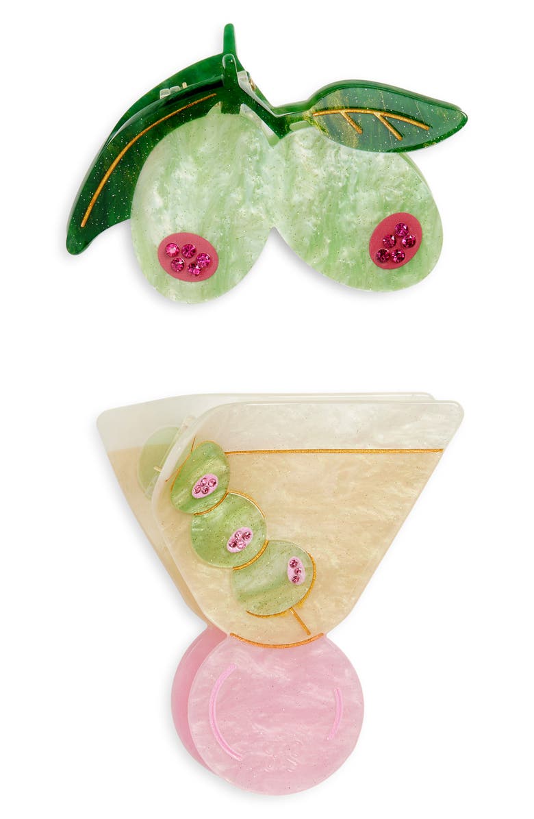 FRASIER STERLING Tini Time Set of 2 Claw Clips, Main, color, Green Multi