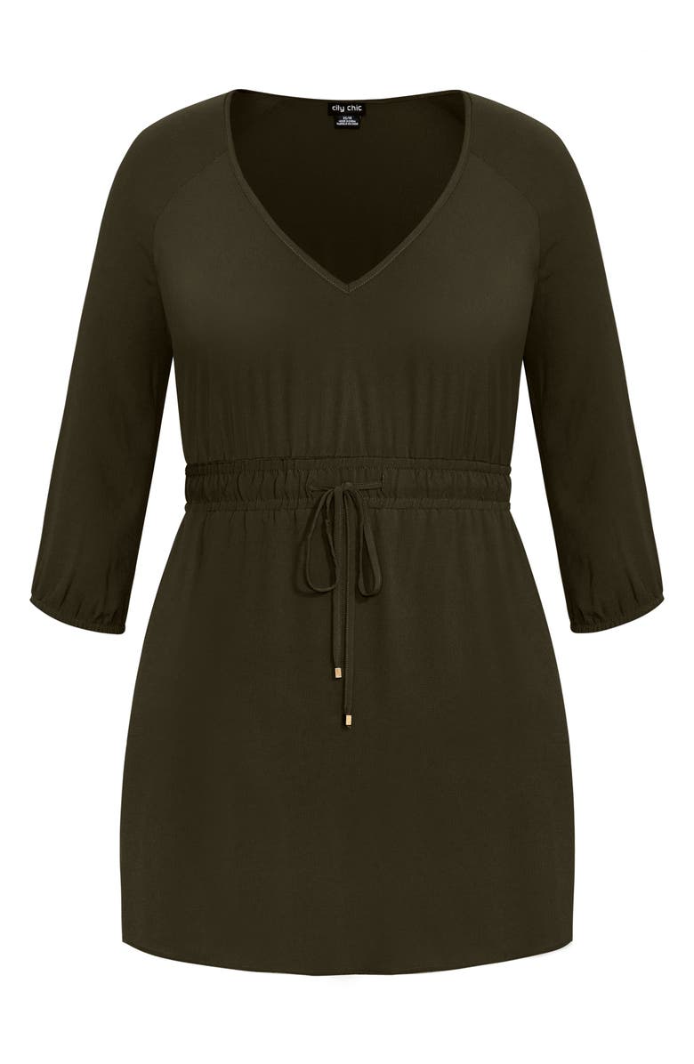 City Chic Long Sleeve Tie Waist Tunic Dress, Alternate, color,