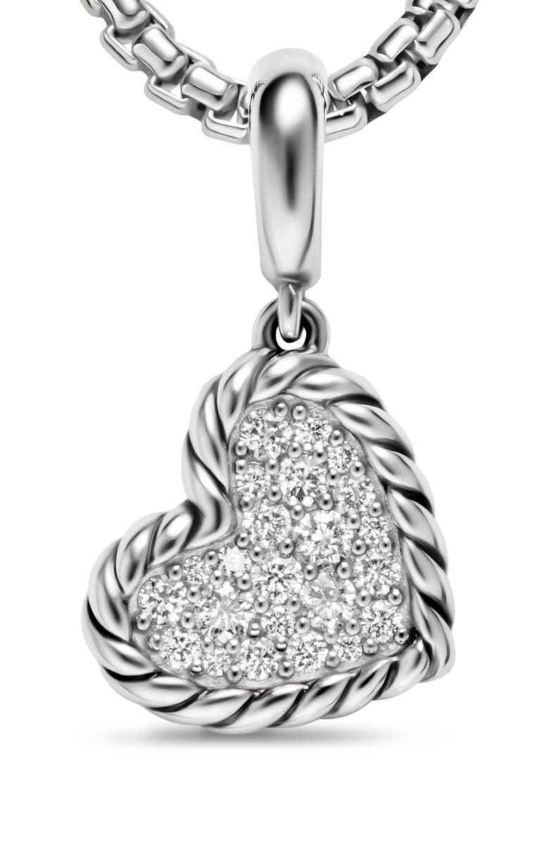 David Yurman DY Elements<sup>®</sup> Heart Pendant in Sterling Silver with Diamonds, 12.7mm, Alternate, color, Silver Pave