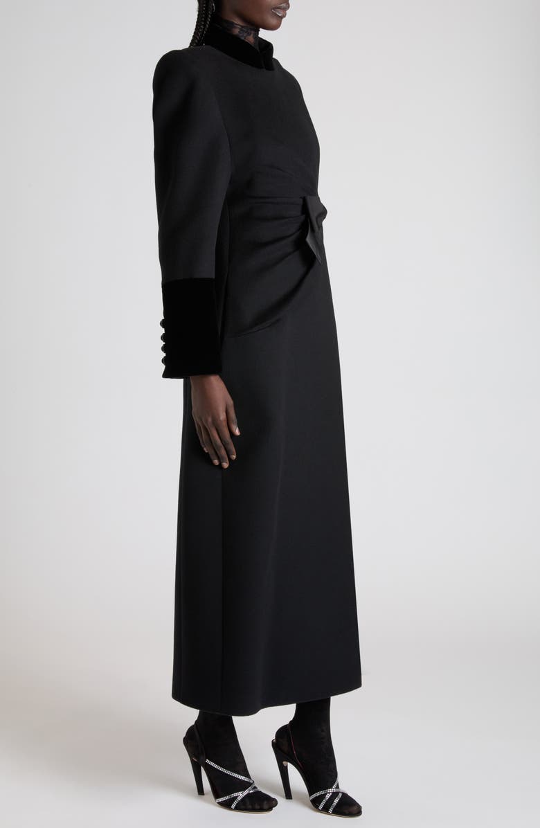 Valentino Compact Drape Virgin Wool & Cashmere Coat, Alternate, color, Black