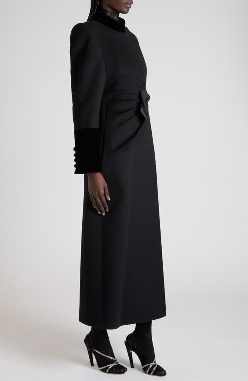 Valentino Compact Drape Virgin Wool & Cashmere Coat In Black