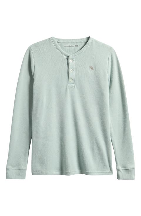 Kids' Long Sleeve Waffle Knit Henley Top