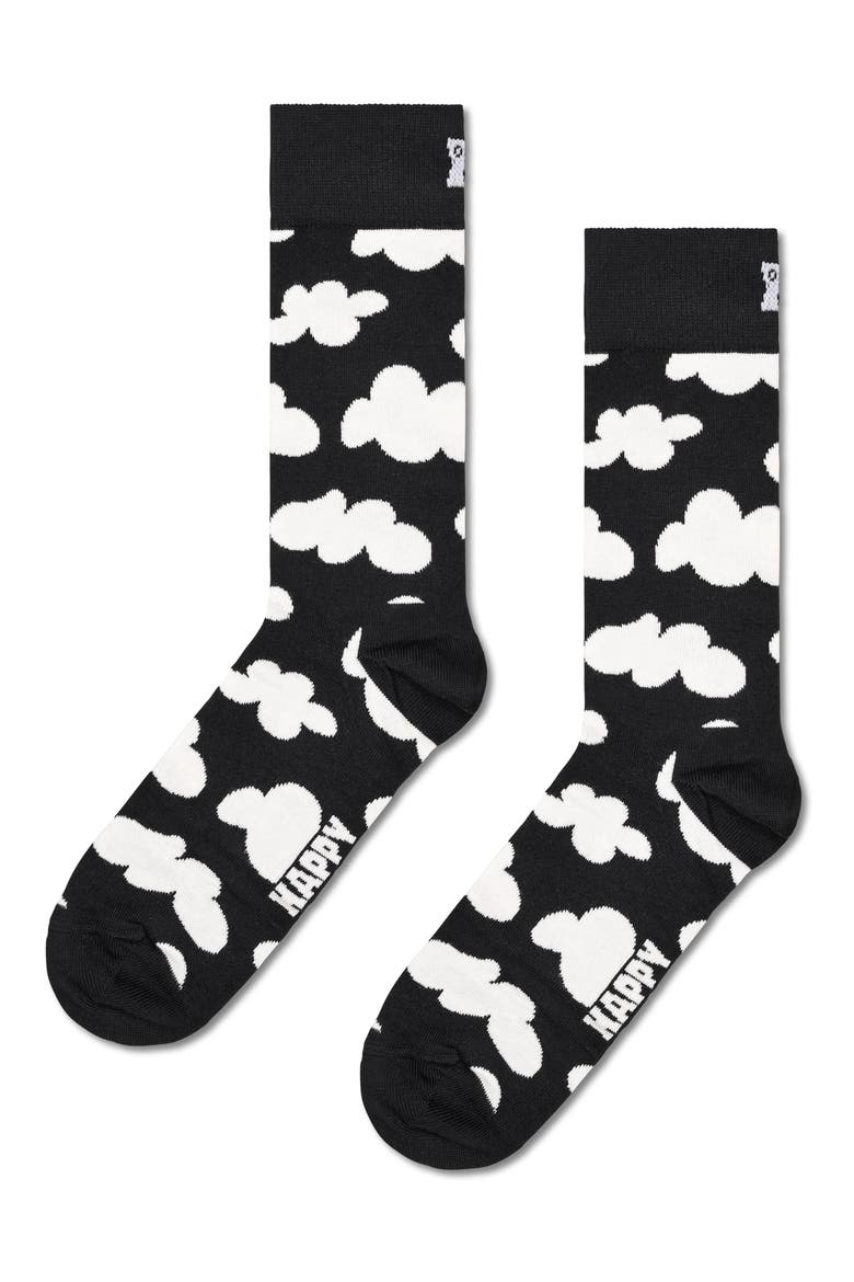 Assorted 3-Pack Black & White Crew Socks Gift Box, Alternate, color, BLACK