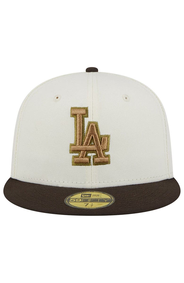 New Era Men's New Era White/Brown Los Angeles Dodgers 50th Team Anniversary 59FIFTY Fitted Hat, Alternate, color, 