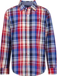 Tommy Hilfiger Kids' Preston Plaid Long Sleeve Button-Down Shirt