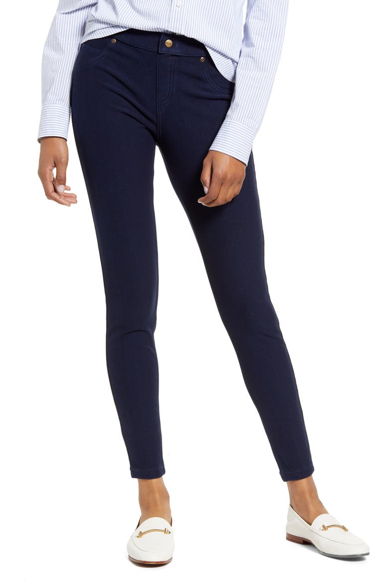 Fleece Lined Denim Leggings, Main, color, INK WASH