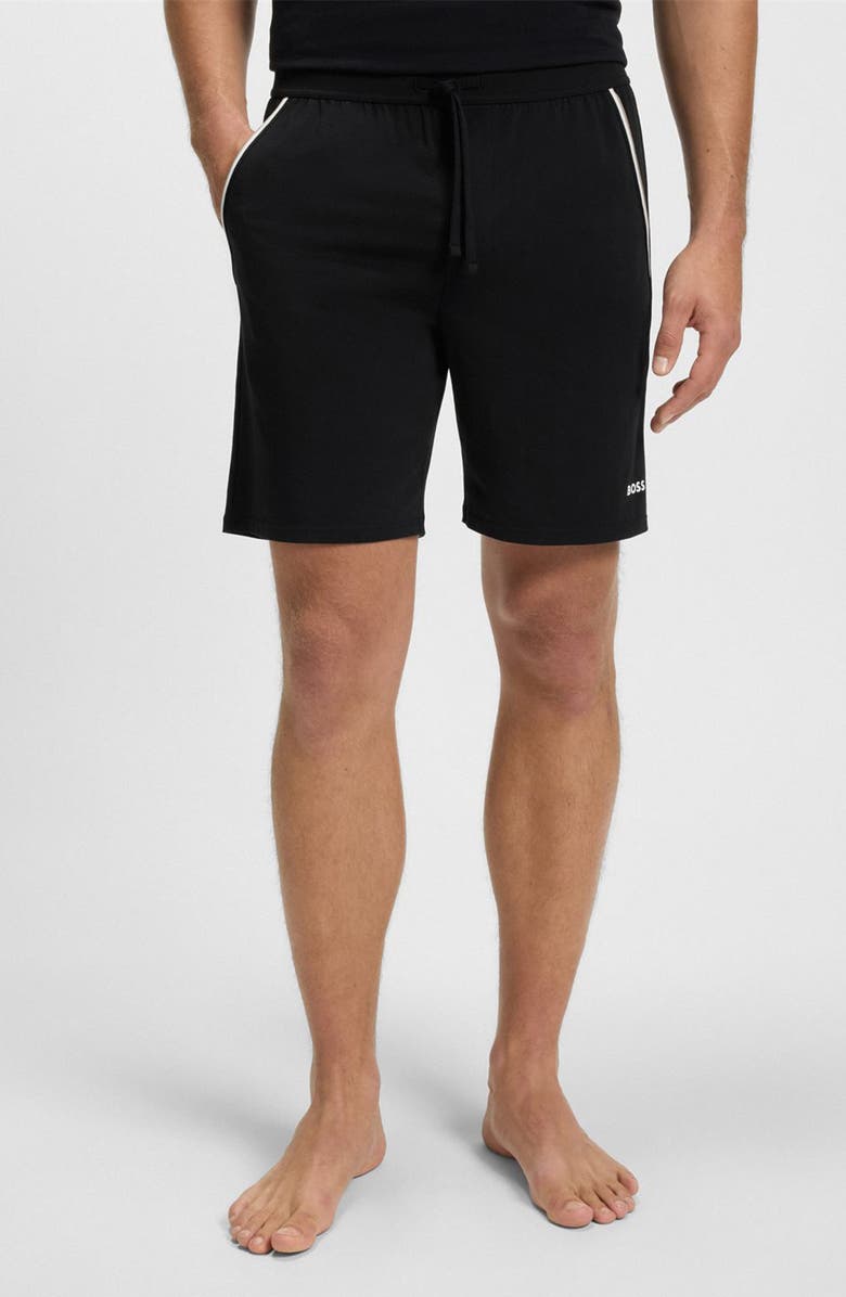 BOSS Unique Stretch Cotton Pajama Shorts, Main, color, Black