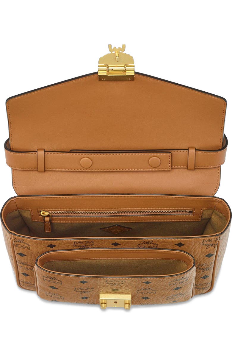 MCM Tracy Satchel in Visetos Leather Mix, Alternate, color, Cognac