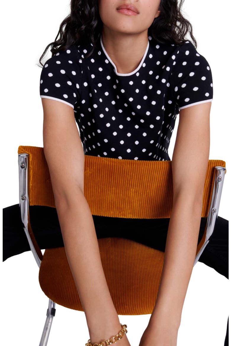 Fancy knit top, Alternate, color, Black / white
