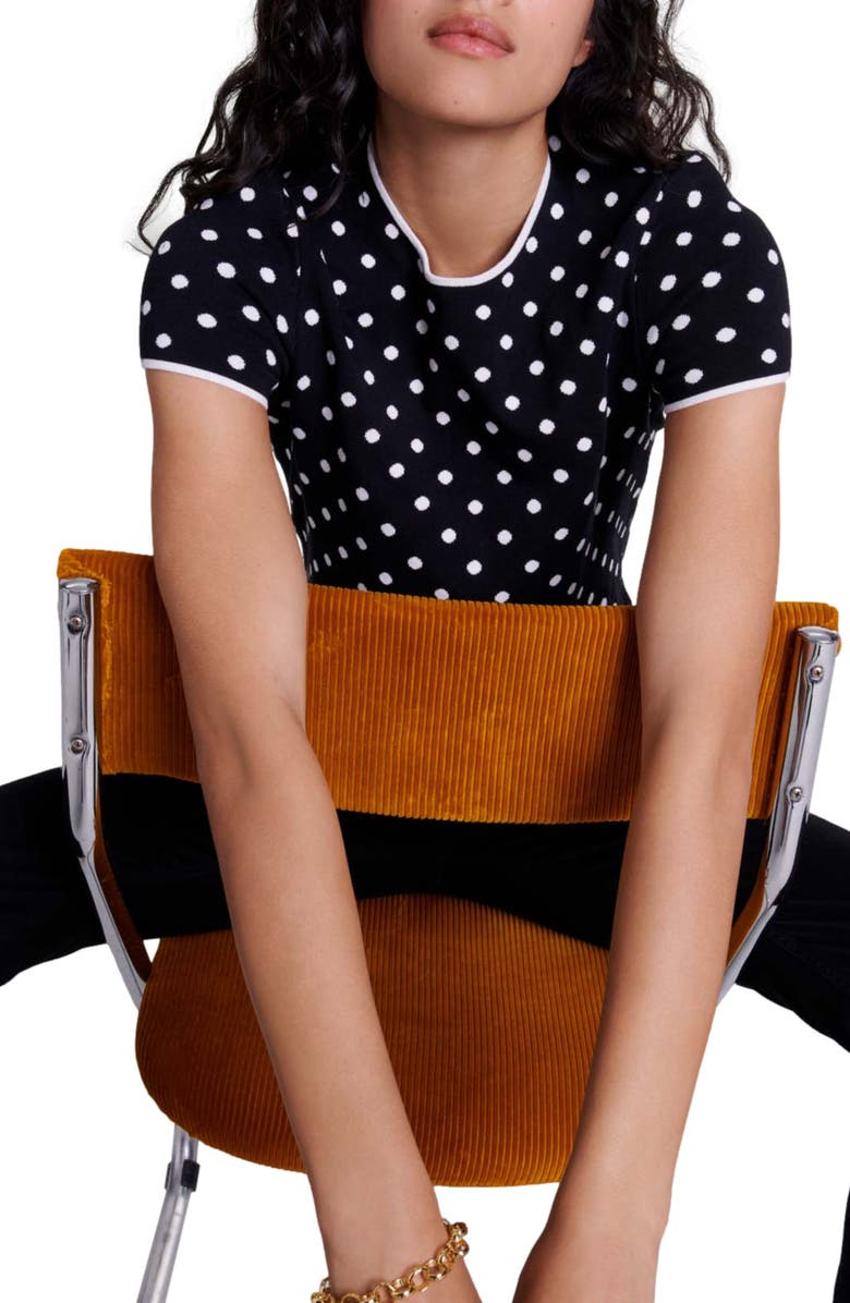 maje Fancy knit top, Alternate, color, 