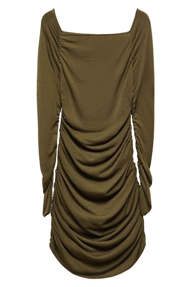 Glow Ruched Long Sleeve Minidress, Alternate, color, KHAKI GREEN
