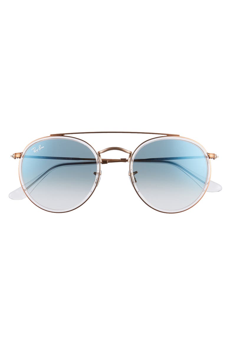 51mm Aviator Gradient Lens Sunglasses, Main, color, BLUE TRANSPARENT