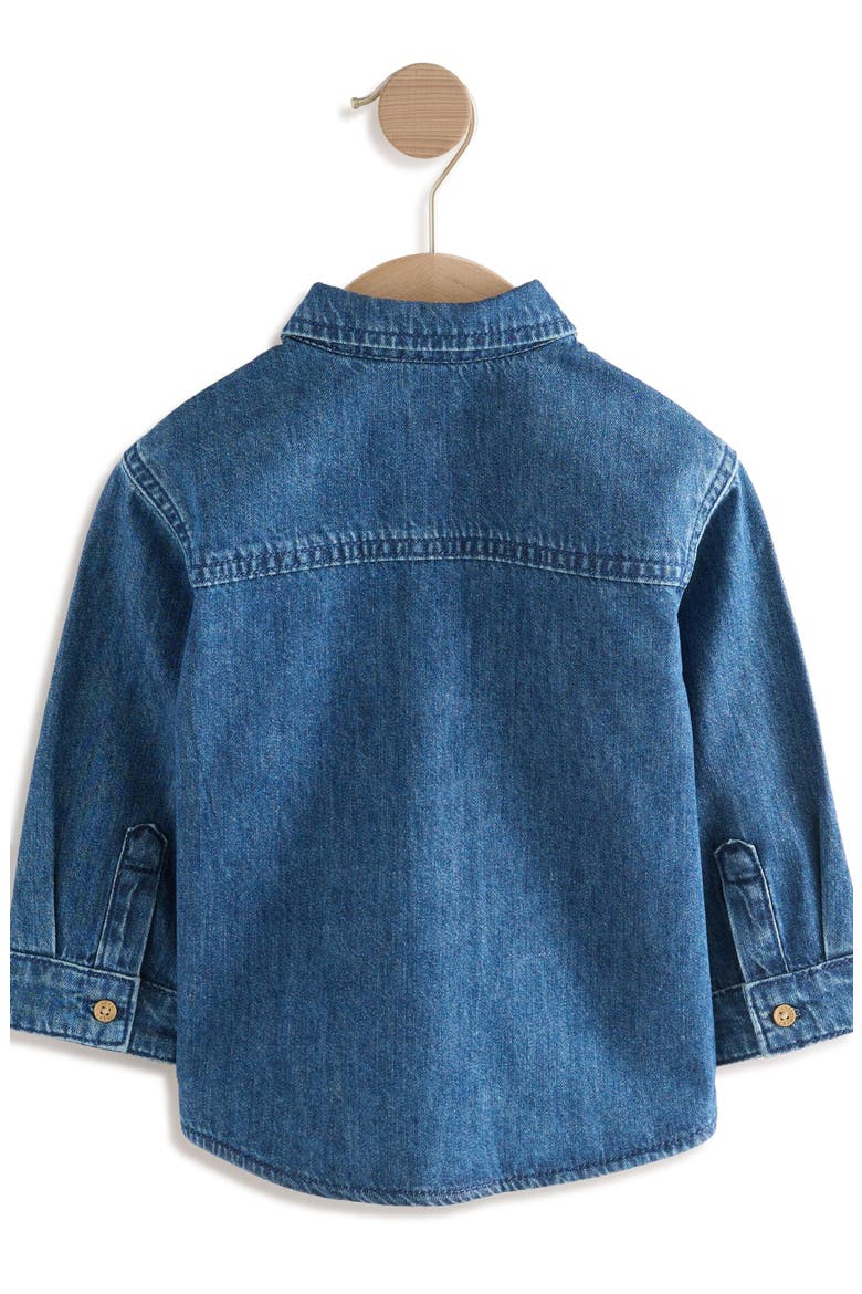 Kids' Farm Appliqué Denim Button-Up Shirt, Alternate, color, BLUE