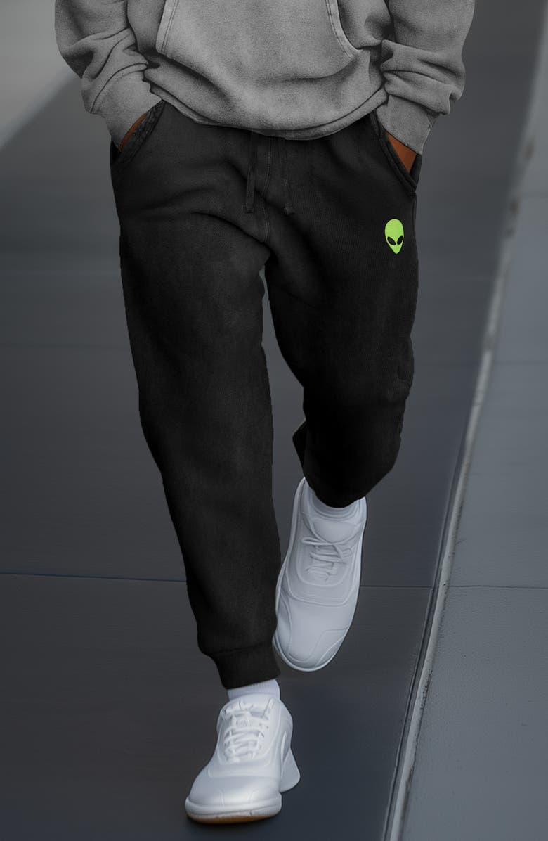 Dalix Mens Alien Midweight Fleece Washed Jogger Pant, Alternate, color, Black