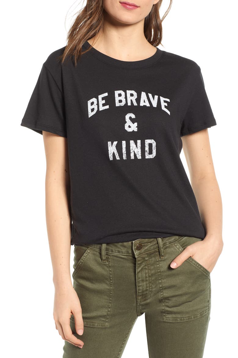 Be Brave & Kind Loose Tee, Main, color, BLACK