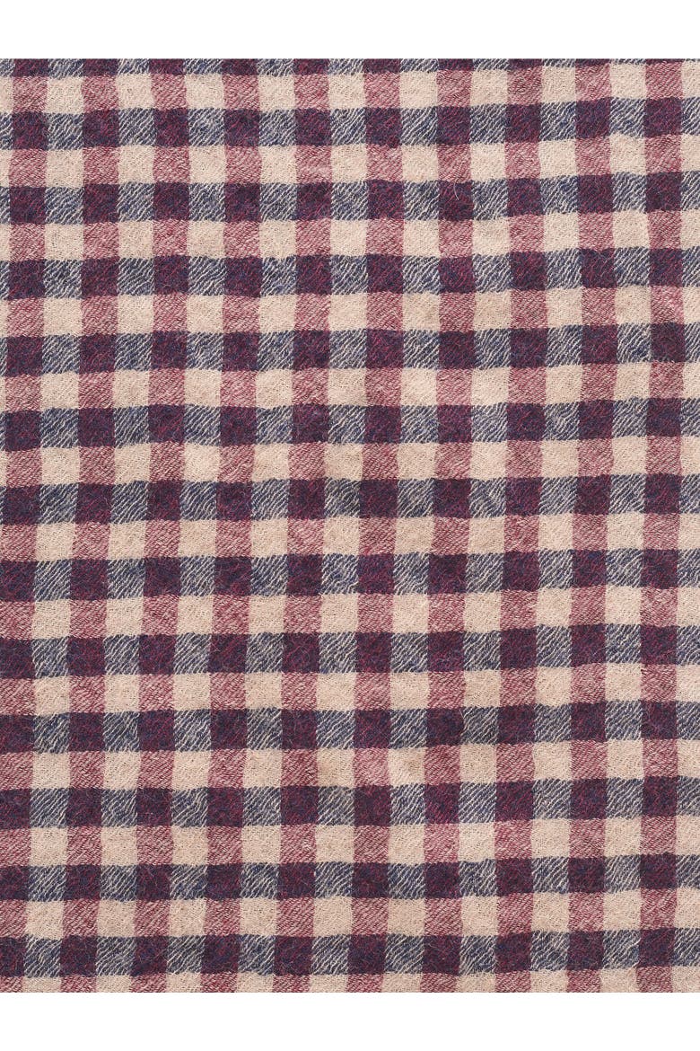 Silvia Gingham Fringe Scarf, Alternate, color, Bordeaux