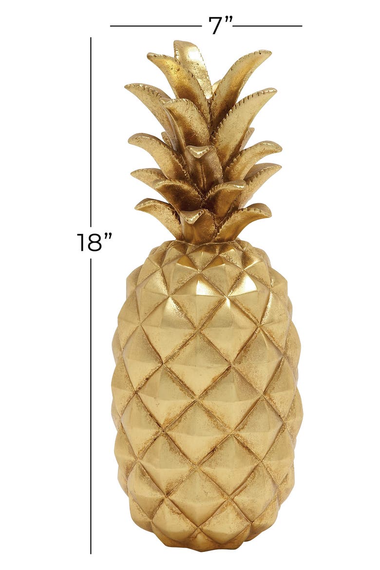 Goldtone Polystone Pineapple Fruit Sculpture, Alternate, color, GOLD