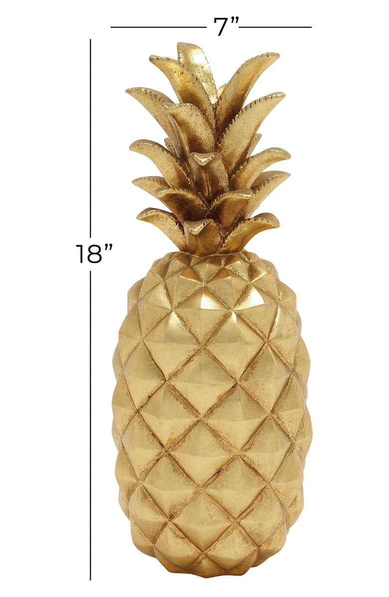 VIVIAN LUNE HOME Goldtone Polystone Pineapple Fruit Sculpture, Alternate, color, 