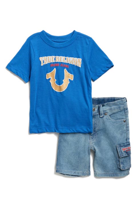 Graphic T-Shirt & Denim Cargo Shorts Set (Toddler)