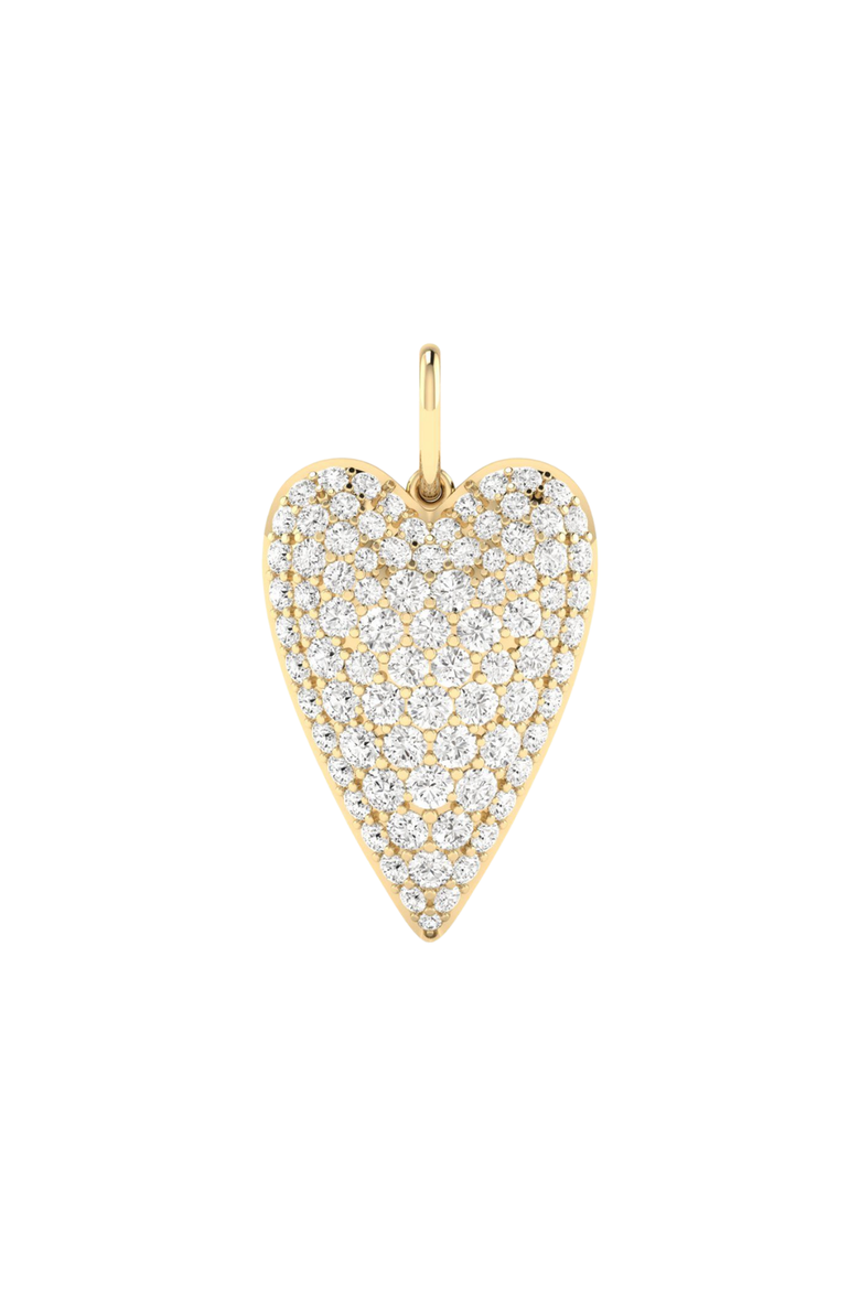 Domed Pavé Heart Lab Diamond Charm in 14K, Main, color, Yellow Gold