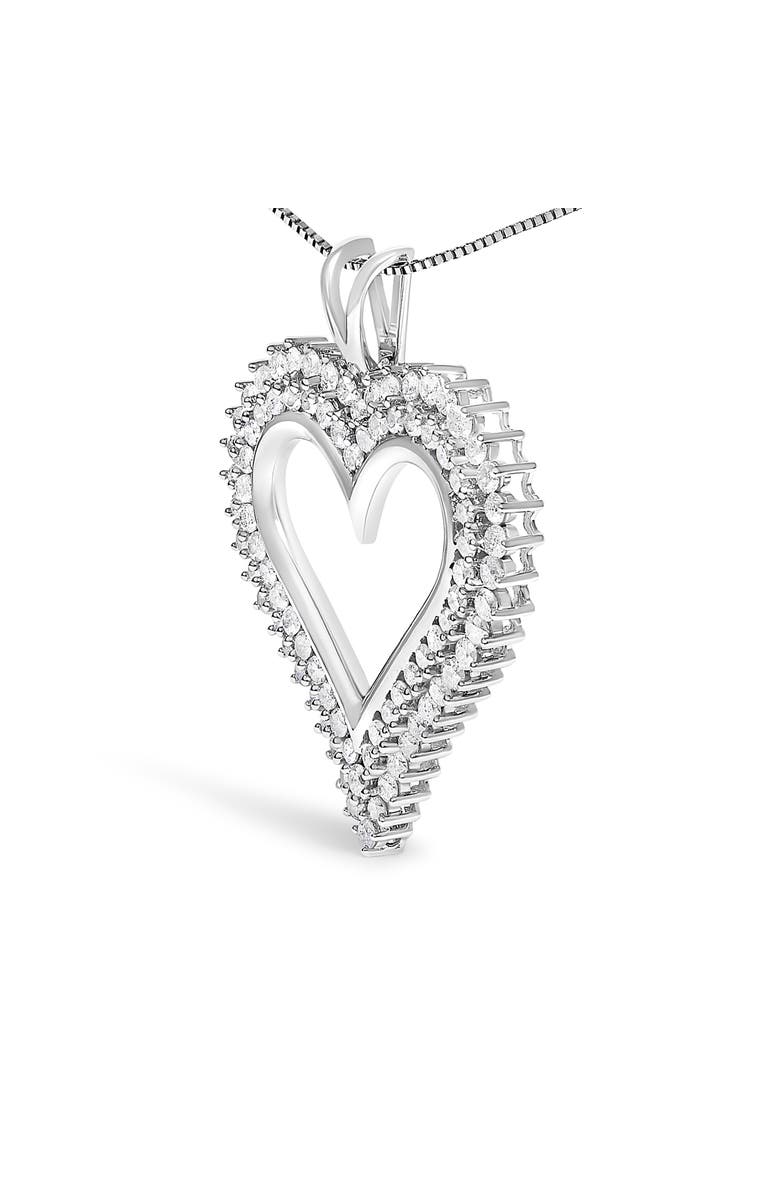 Haus of Brilliance Silver 3.00 Cttw Diamond Heart Pendant Necklace, Alternate, color, White