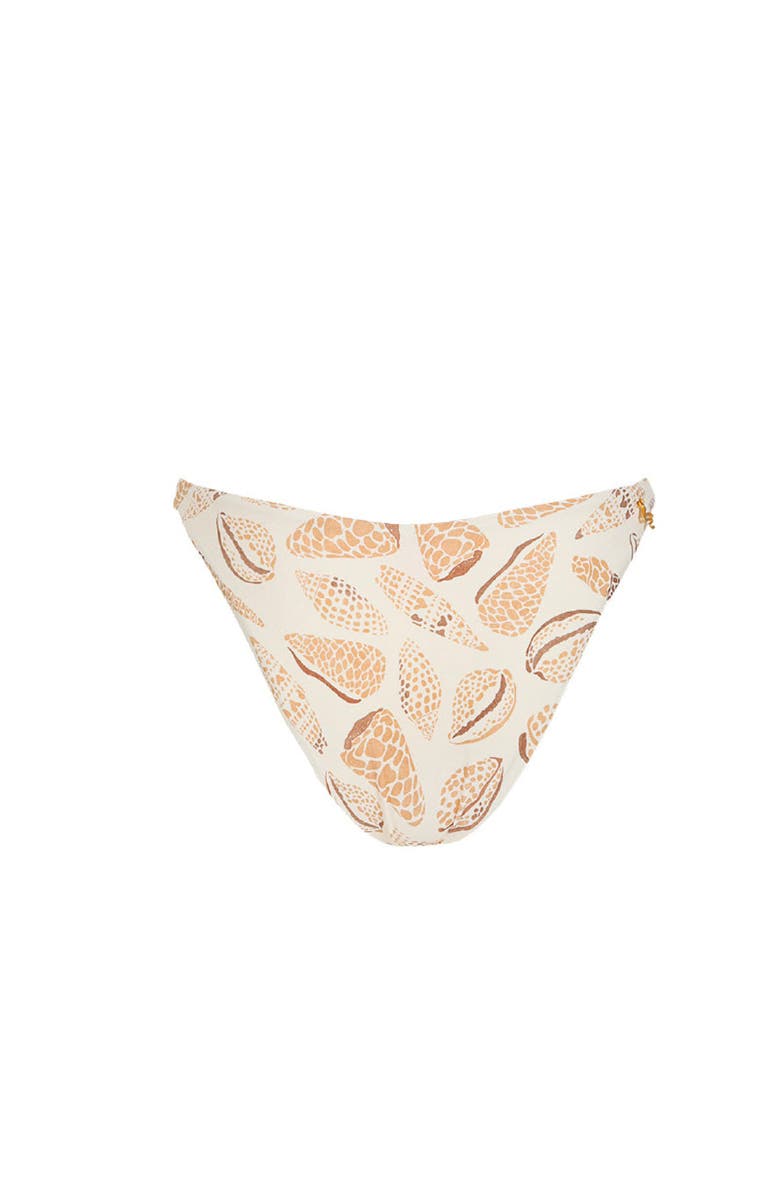 KIBYS Shell Tides Print Carmen Minimalistic Bikini Bottom, Alternate, color, Beige Shells Print
