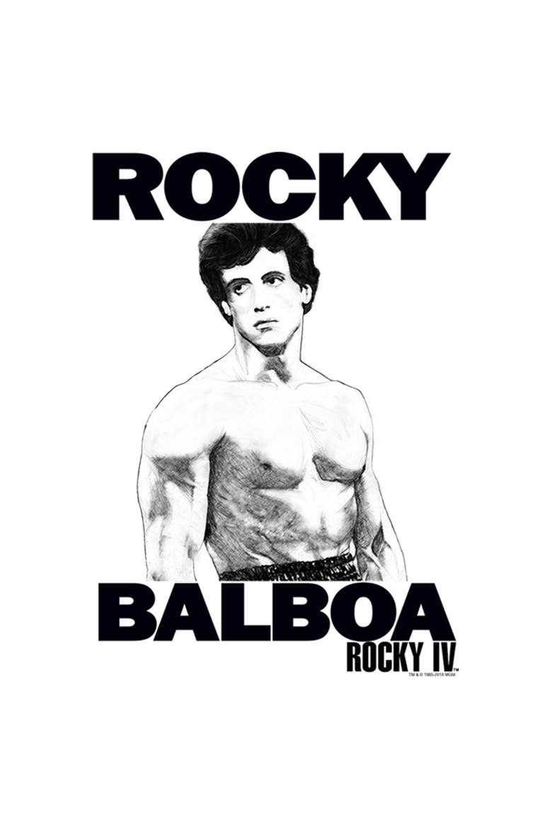 Men's Rocky 4 Balboa Sketch Graphic T-Shirt, Alternate, color, White