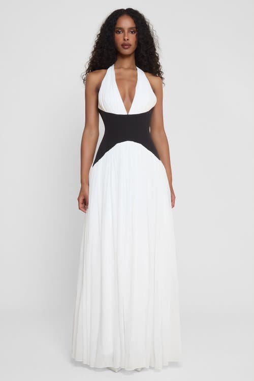 Leau Harlowe Contrast Corset Maxi Dress In White