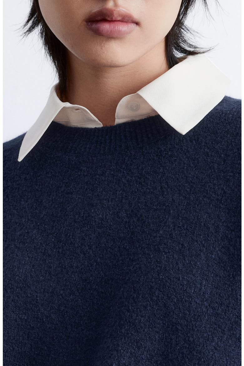 Relaxed Crewneck Cotton Blend Sweater, Alternate, color, BLUE DARK