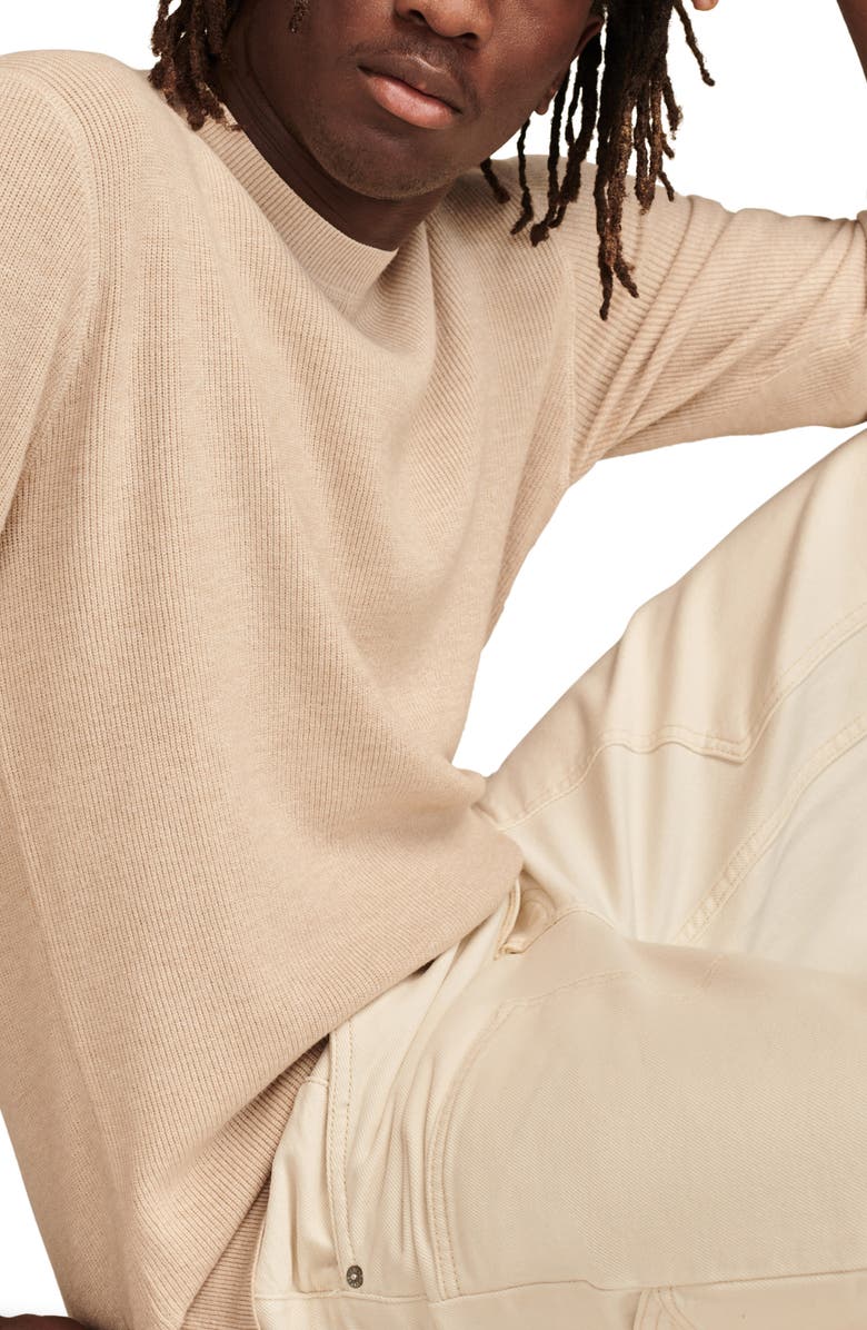 Lucky Brand Rib Crewneck Sweater, Alternate, color, Oatmeal Heather