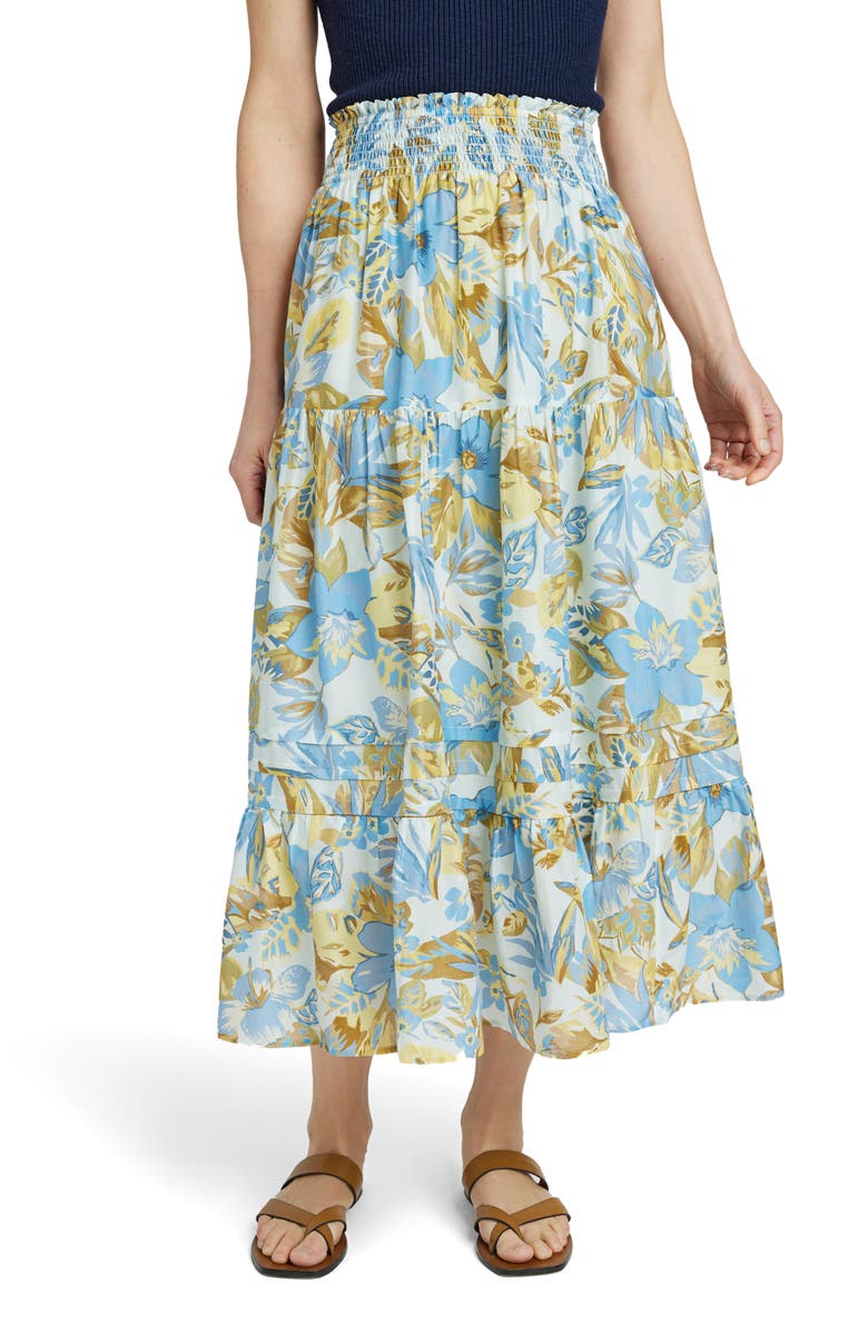 Faherty Ivy Floral Tiered Maxi Skirt, Main, color, 