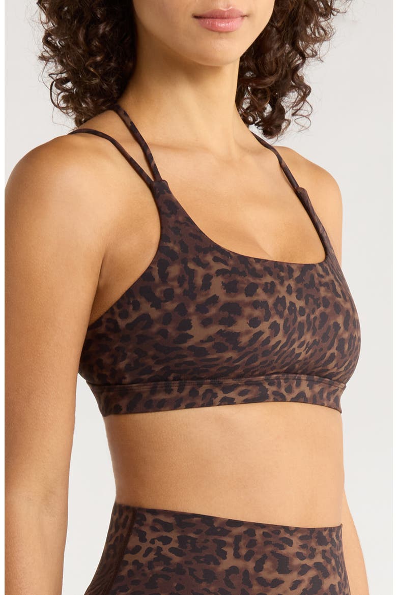 Leopard Print Strappy Sports Bra, Alternate, color, CARIBOU LEOPARD