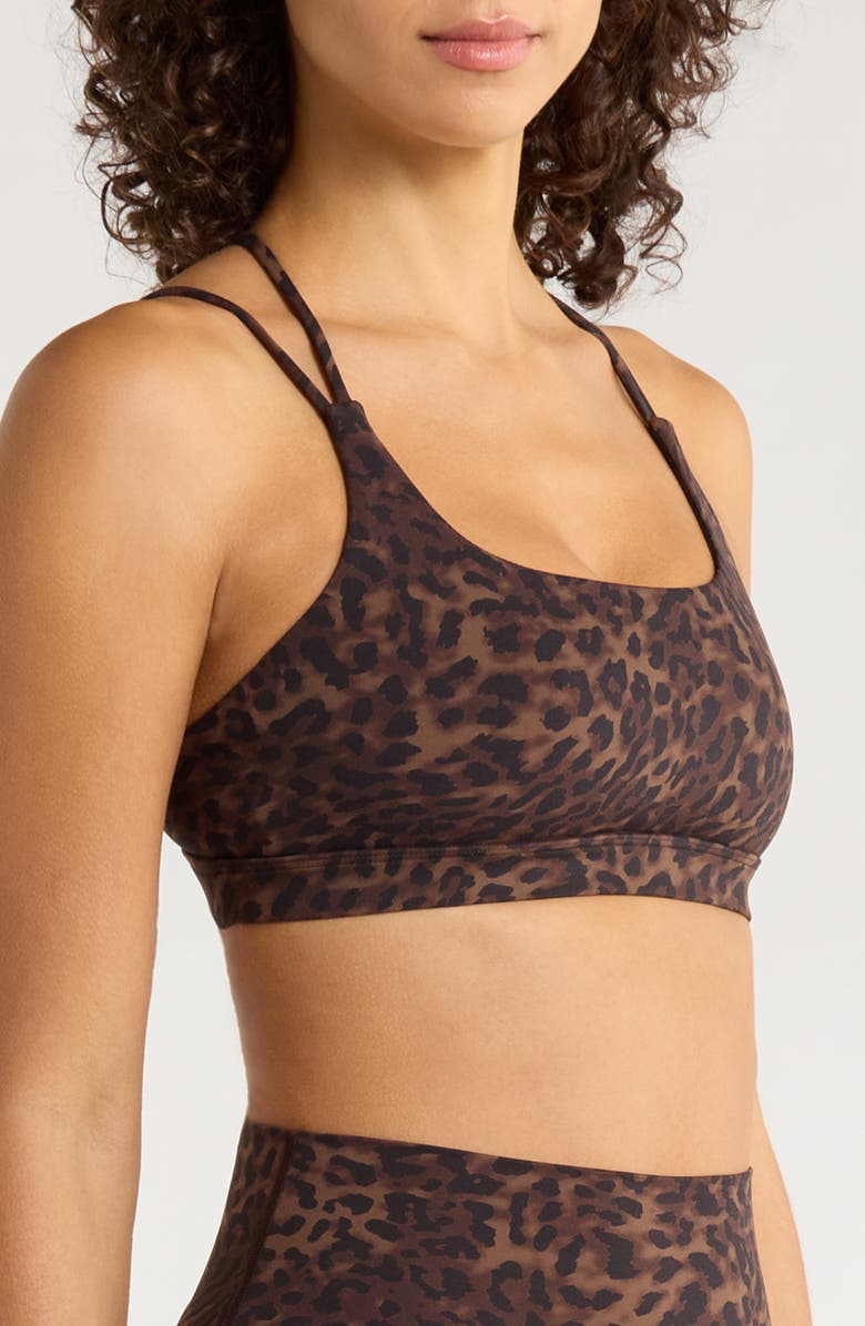 MPG Leopard Print Strappy Sports Bra, Alternate, color, Caribou Leopard