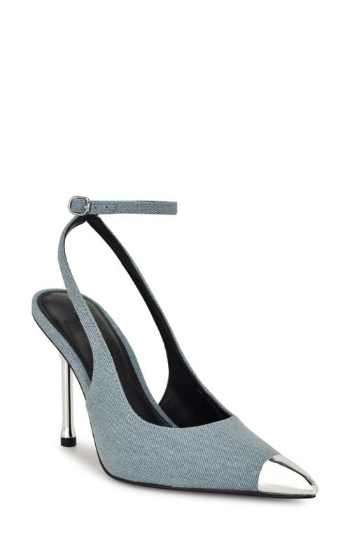 Shop Nine West Monroh Pointed Cap Toe Pump In Light Blue