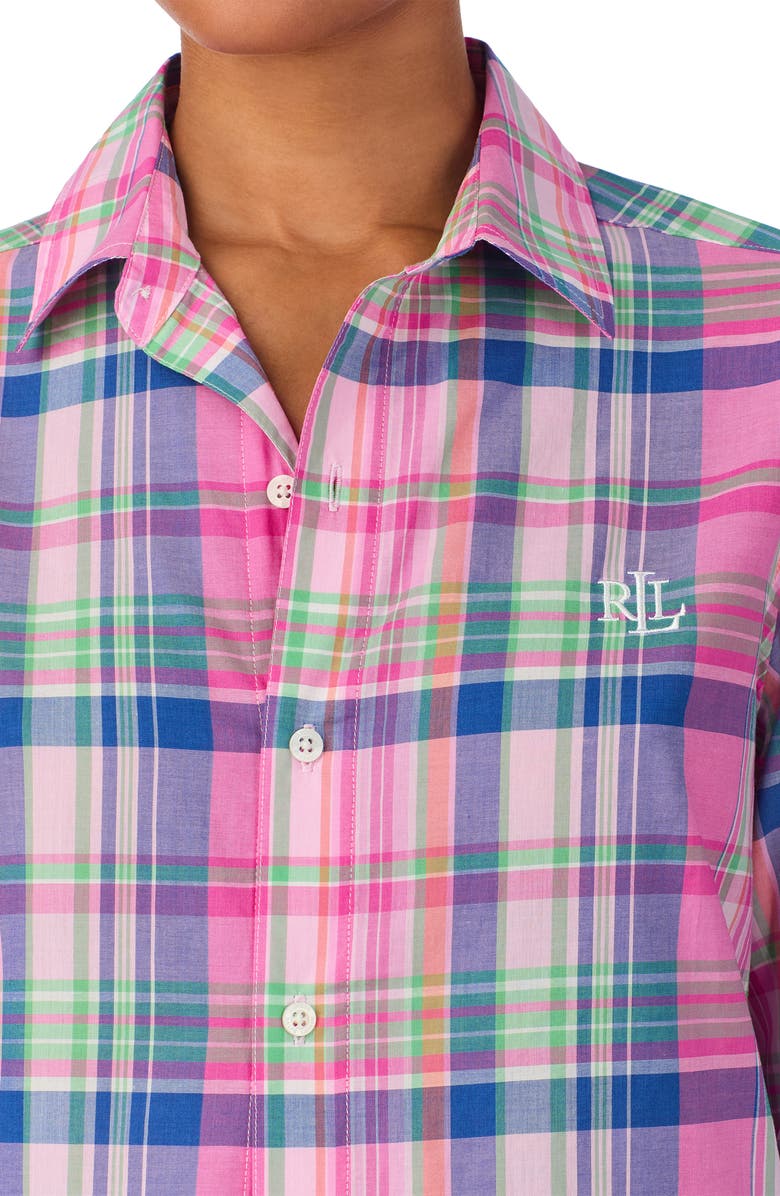 Lauren Ralph Lauren Long Pajamas, Alternate, color, Pink Plaid
