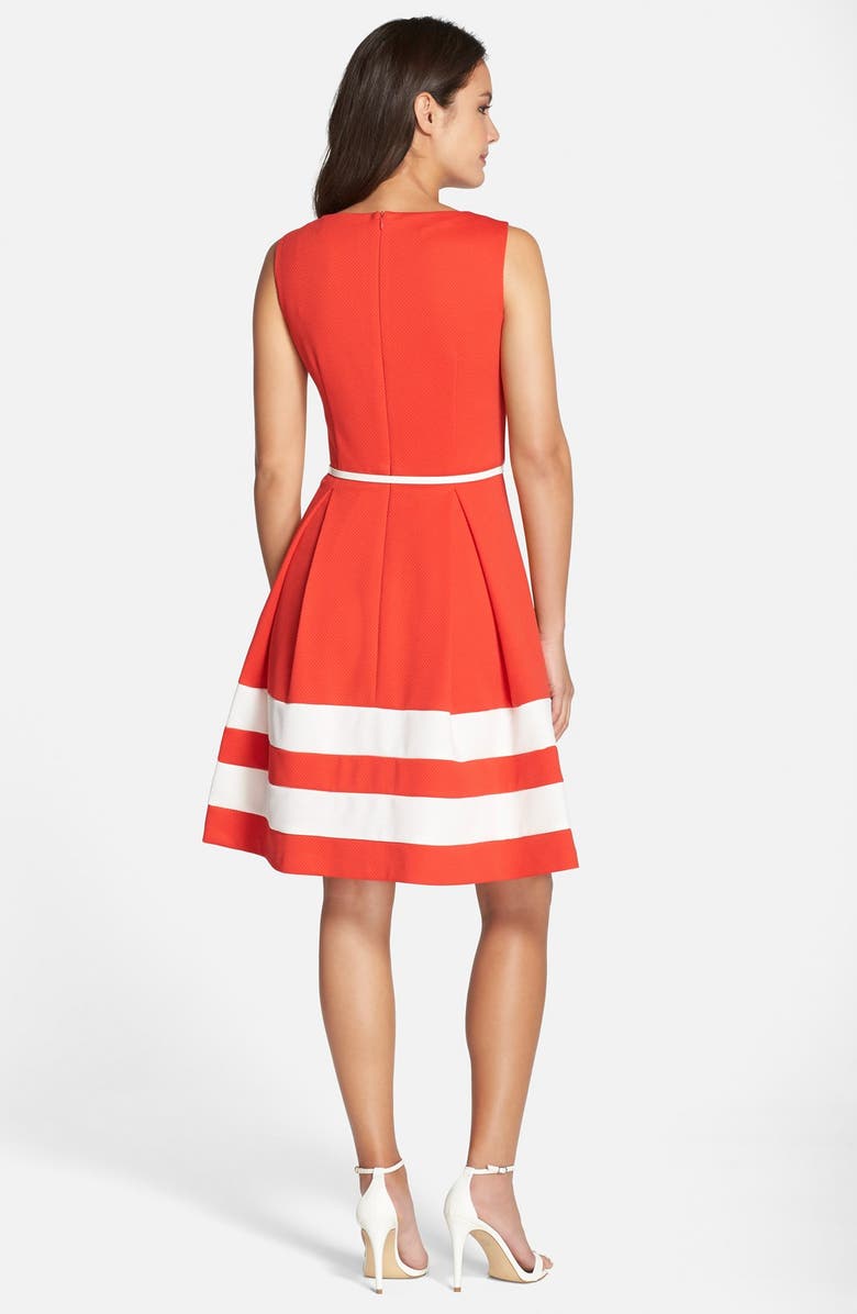 Chetta B Belted Textured Fit & Flare Dress, Alternate, color,